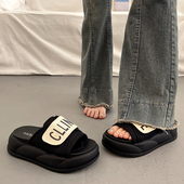 平底拖鞋 外出法式 女夏外穿百搭配裙子2026新款 绝美厚底增高凉拖鞋