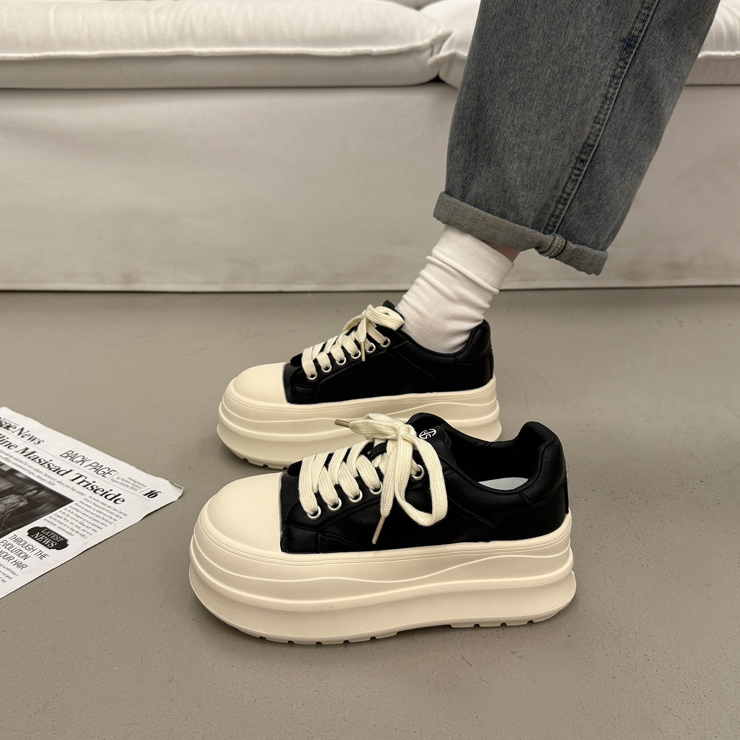 百搭厚底增高小白鞋女小众板鞋2025新款秋冬季松糕运动休闲面包鞋,女鞋,休闲板鞋,淘宝优惠券,粉丝福利购,淘宝优惠卷