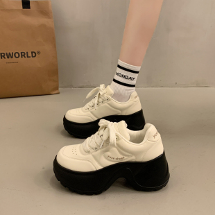 秋冬百搭运动休闲小白鞋 欧货松糕厚底老爹鞋 女小个子增高2025新款