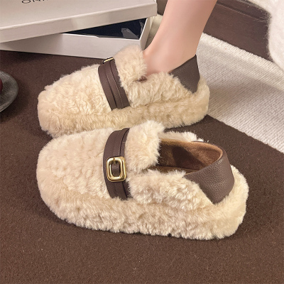 法式绝美气质松糕单鞋女冬季懒人