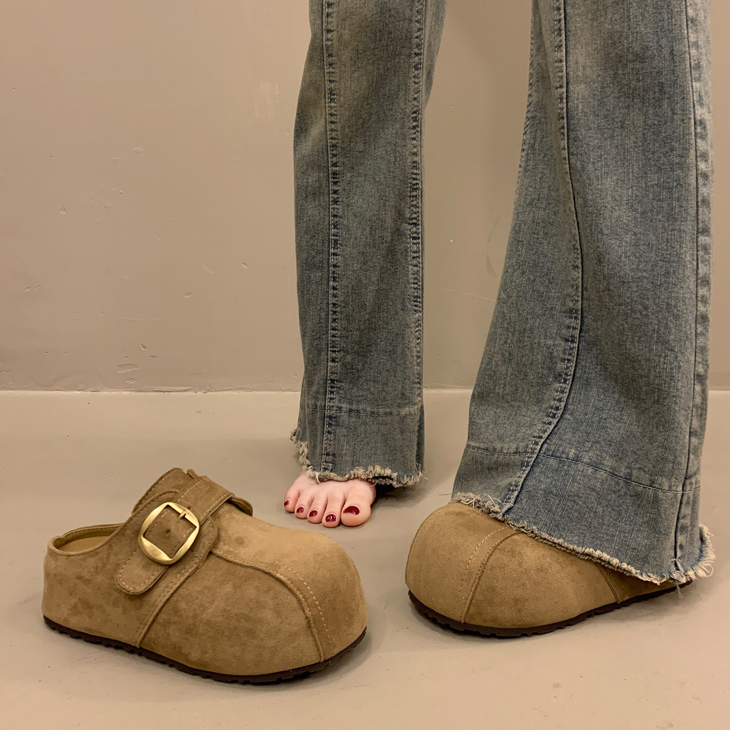 包头厚底增高勃肯鞋半拖女秋冬外穿2025新款爆款穆勒一脚蹬懒人鞋,女鞋,包头拖,淘宝优惠券,粉丝福利购,淘宝优惠卷