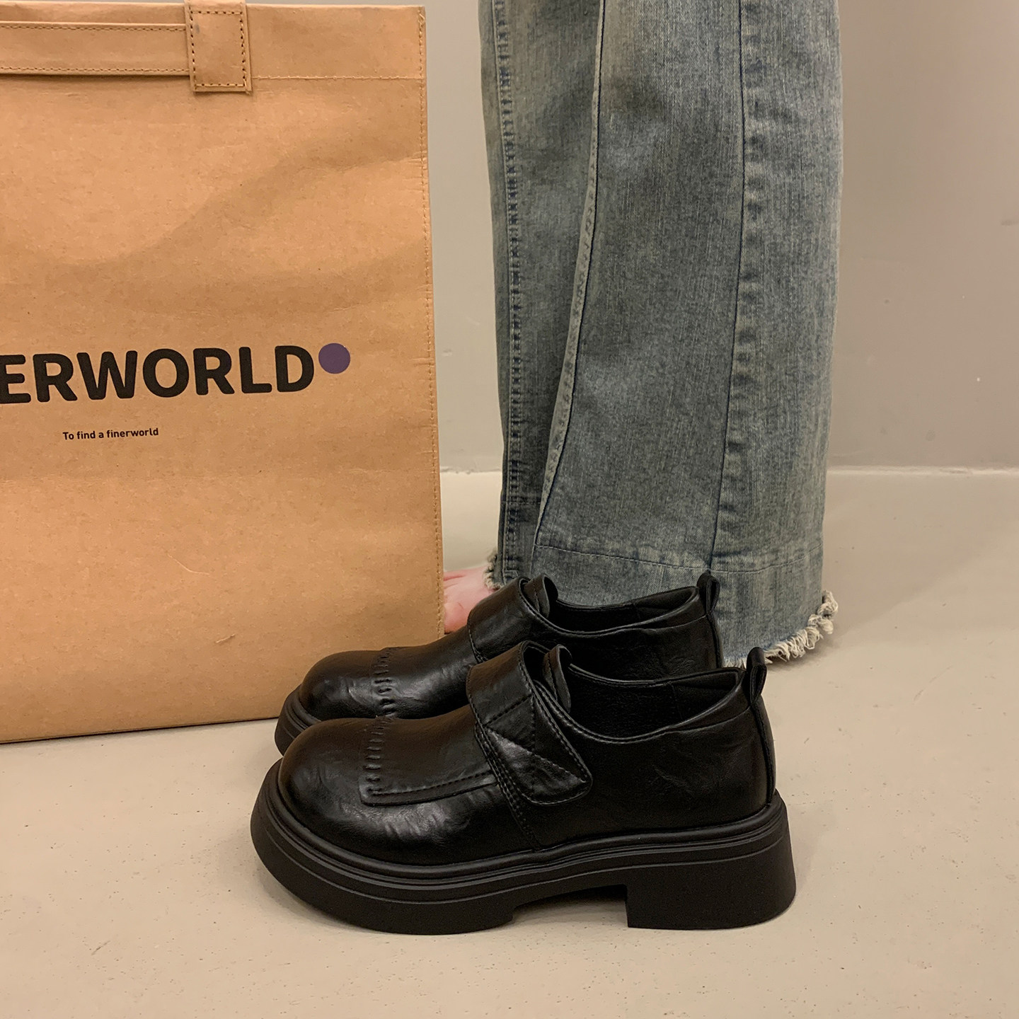 百搭英伦厚底小皮鞋女法式深口单鞋2026新款春秋小众乐福玛丽珍鞋,女鞋,深口单鞋,淘宝优惠券,粉丝福利购,淘宝优惠卷