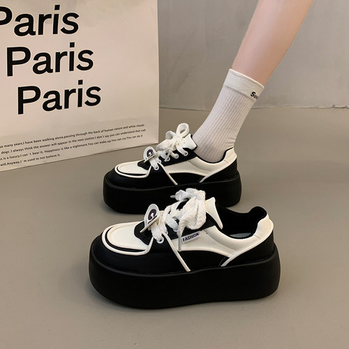 圆头韩系小白鞋女冬季小众休闲鞋