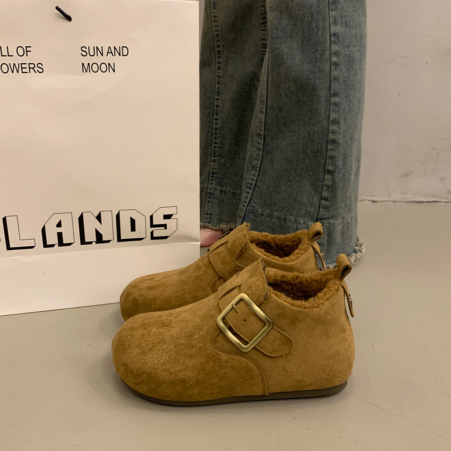 复古绝美平底博肯鞋冬季雪地棉鞋