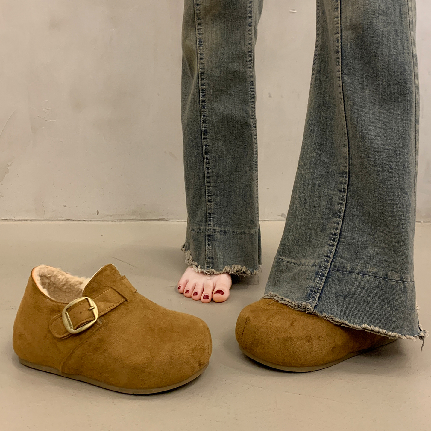 复古深口单鞋女冬加厚博肯鞋全包