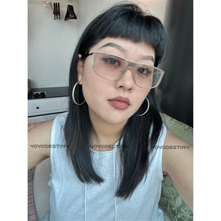 美式 凹造型眼鏡防紫外線大框太陽眼鏡 墨鏡女款 歐美復(fù)古金屬一體式