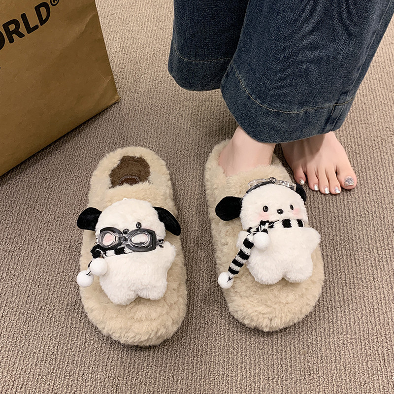 卡通可爱小众毛毛拖鞋女冬季外穿鞋厚底保暖加绒居家舒适包头棉拖,女鞋,包头拖,淘宝优惠券,粉丝福利购,淘宝优惠卷