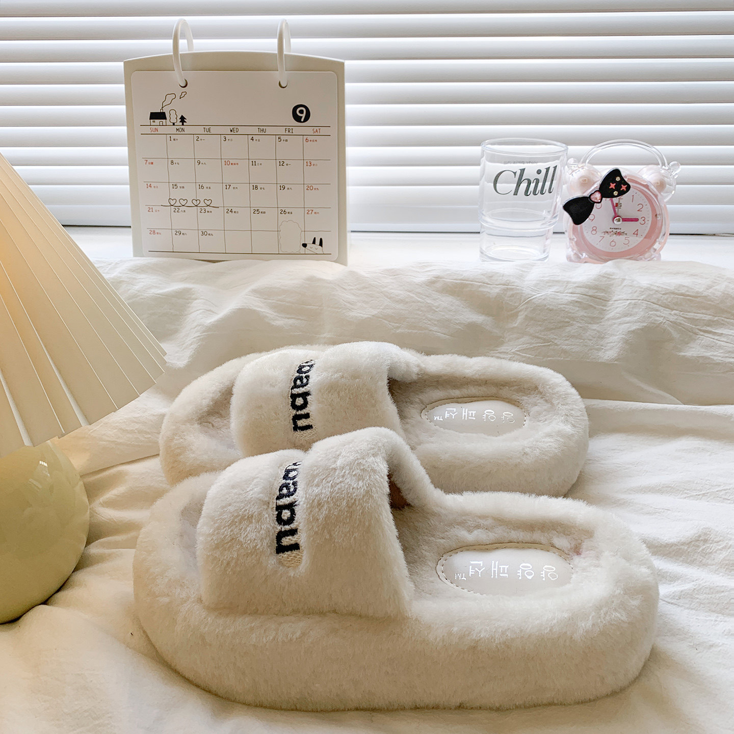 高颜值潮流字母毛毛拖鞋女秋冬小个子增高百搭外穿松糕毛绒绒拖鞋,女鞋,毛毛鞋,淘宝优惠券,粉丝福利购,淘宝优惠卷