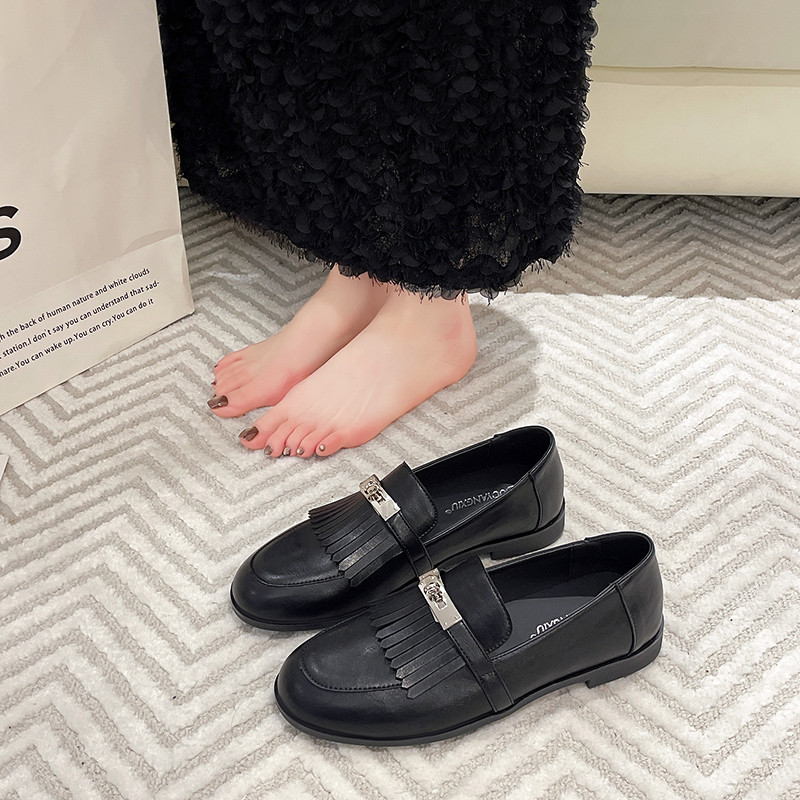 H扣乐福鞋女2026新款春季百搭流苏平底英伦风百搭小皮鞋单鞋女款,女鞋,浅口单鞋,淘宝优惠券,粉丝福利购,淘宝优惠卷