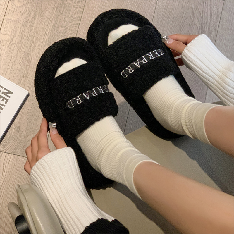 吻卡佛2023秋上新韩版毛毛拖女