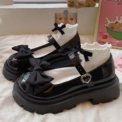 甜酷玛丽珍小皮鞋日系女jk厚底大头鞋2025夏季春款蝴蝶结软妹单鞋