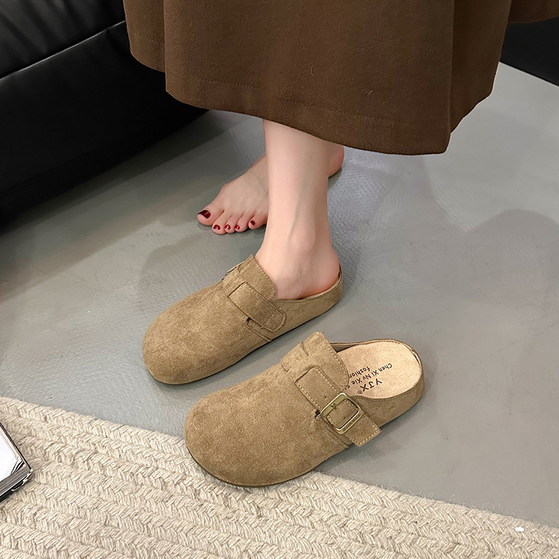厚底勃肯鞋女2025春秋季新款内增高外穿懒人鞋一脚蹬包头博肯半拖