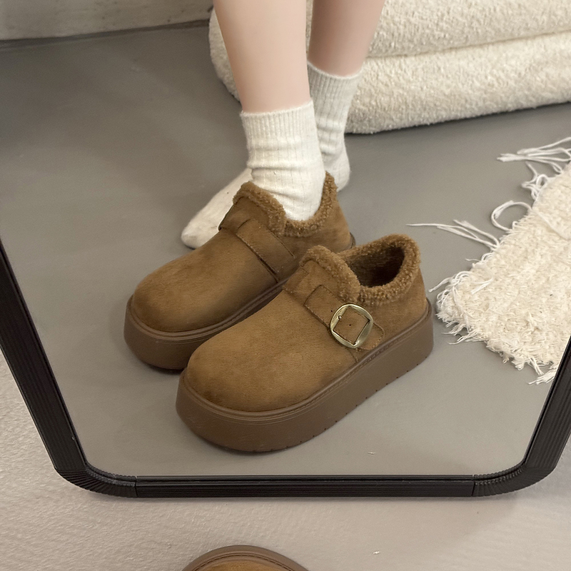 厚底增高加绒勃肯鞋女2025冬季新款保暖雪地靴爆款乐福鞋大棉鞋子