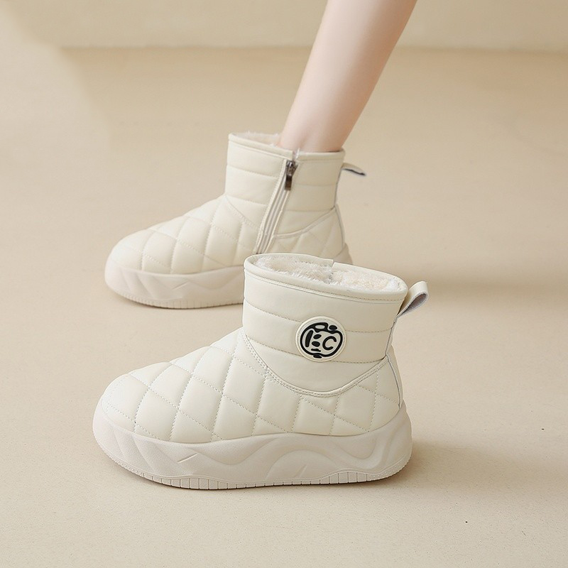 皮毛一体厚底雪地靴女2025冬季新款加绒加厚保暖防水防滑面包棉鞋