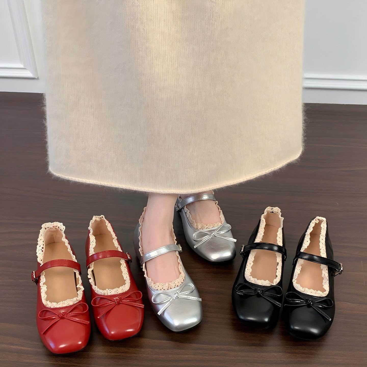 法式蕾丝银色内增高单鞋女2026年早春新款蝴蝶结法式玛丽珍小皮鞋,女鞋,玛丽珍鞋,淘宝优惠券,粉丝福利购,淘宝优惠卷