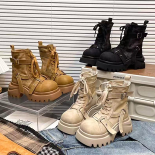 潮流复古帅气小个子厚底炸街短靴子 夏季 马丁靴女款 2025新款