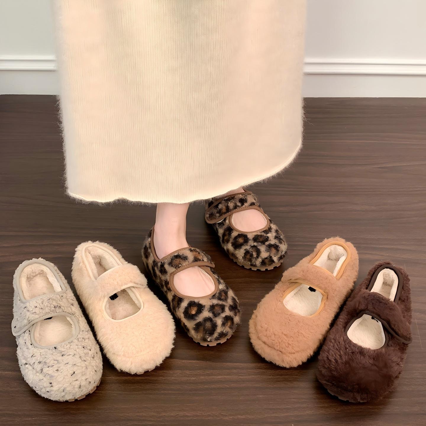 法式复古勃肯鞋女毛毛鞋秋冬季外穿新款保暖加绒玛丽珍单鞋棉鞋子