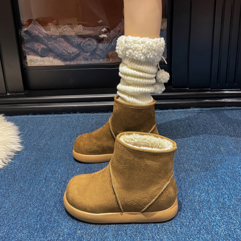 雪地靴女2025新款冬季皮毛一体加绒加厚短靴时尚套筒保暖毛毛棉鞋