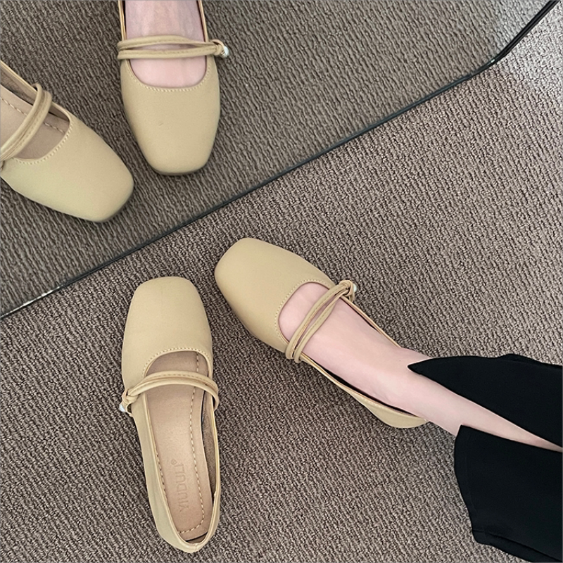 玛丽珍仙女配裙子小皮单鞋女2025新款春秋晚晚风温柔平底奶奶瓢鞋