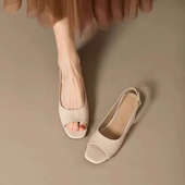 凉鞋 女夏2025新款 法式 巨软平底露趾鱼嘴银色爆款 复古软底后空单鞋