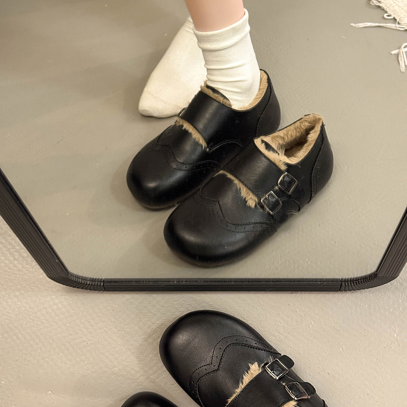 内增高加绒全包皮面勃肯鞋鞋子2025新款冬季雪地靴毛毛棉鞋豆豆鞋