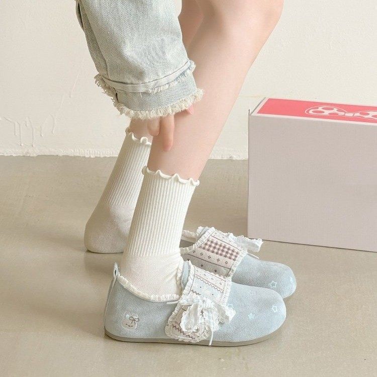 爆款早春新款2026新款懒人一脚蹬外穿勃肯鞋女魔术贴花边休闲鞋,女鞋,勃肯鞋/软木鞋,淘宝优惠券,粉丝福利购,淘宝优惠卷