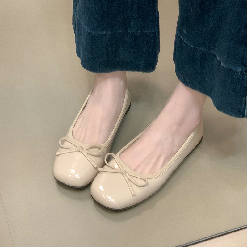 2025蝴蝶结圆头芭蕾舞鞋仙女鞋平底温柔晚晚鞋夏季新款女士小单鞋