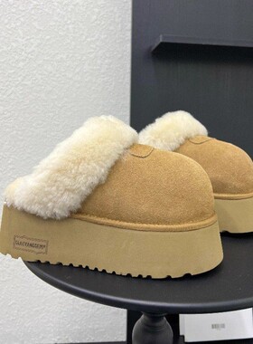 2025冬新款毛绒雪地靴女冬季厚底6cm包头毛毛鞋加绒保暖外穿棉靴