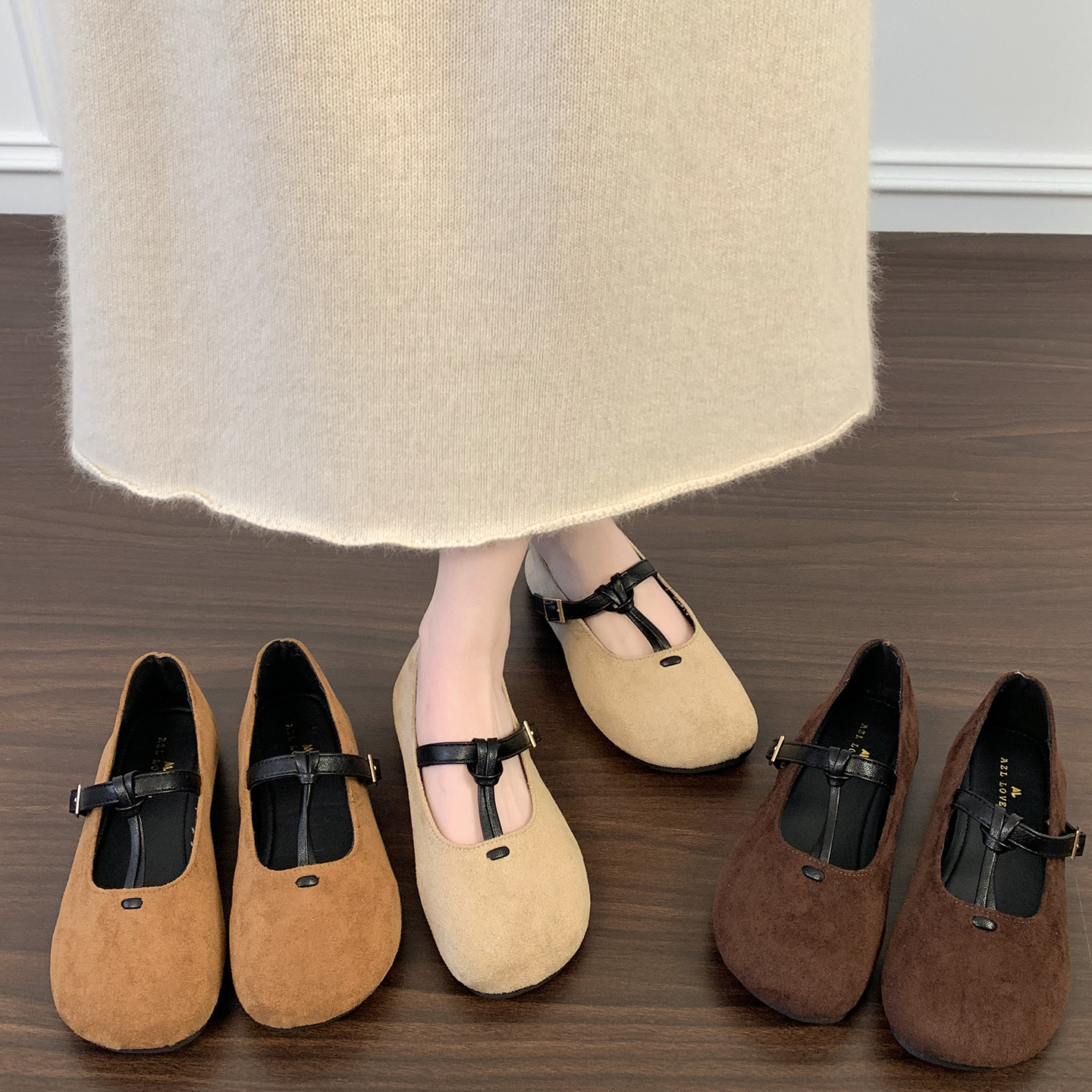 玛丽珍鞋女2026新款春季绒面复古百搭圆头软底配裙子浅口平底单鞋,女鞋,浅口单鞋,淘宝优惠券,粉丝福利购,淘宝优惠卷