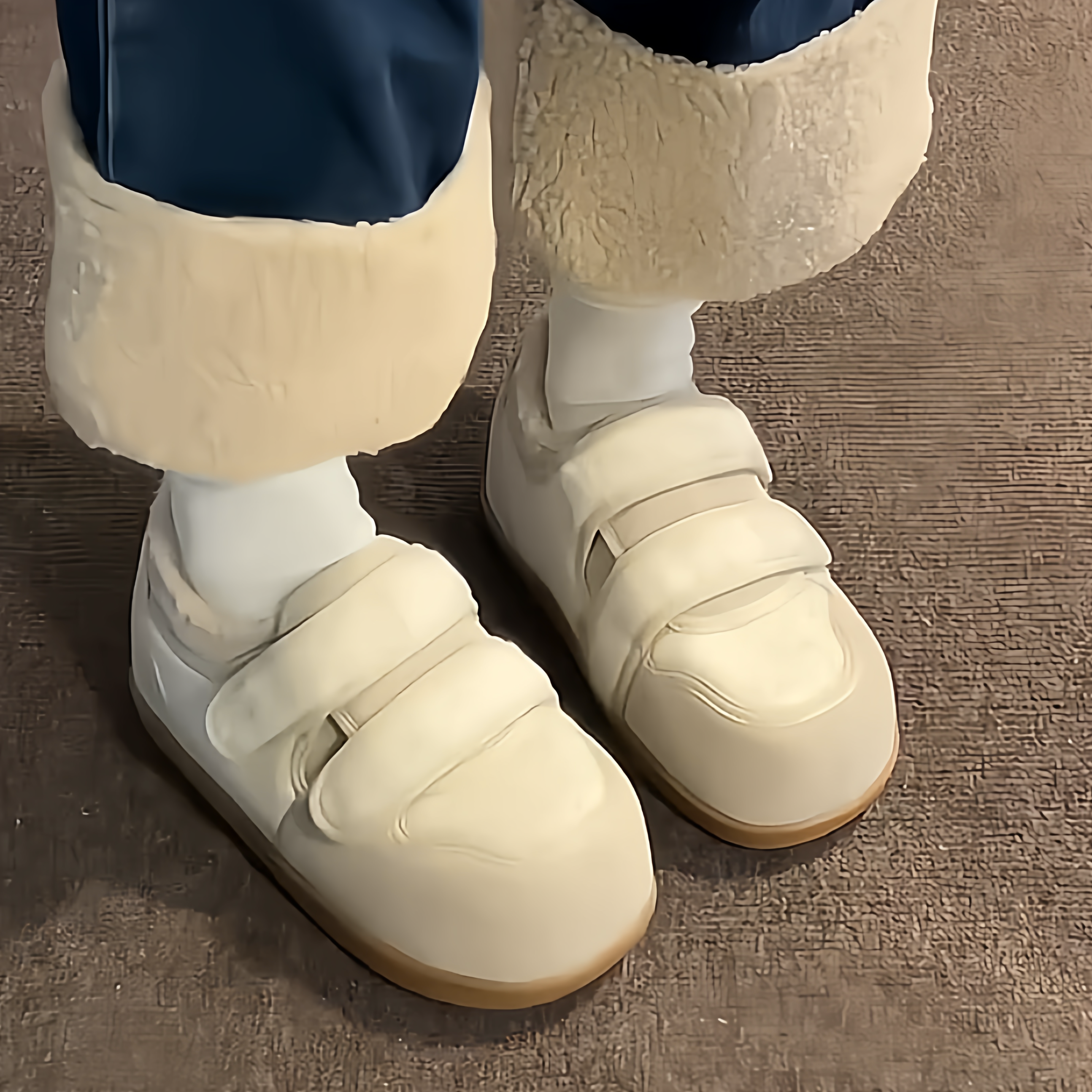 毛绒勃肯鞋女冬季2025魔术贴加绒保暖防滑软底舒适棉鞋冬季雪地靴