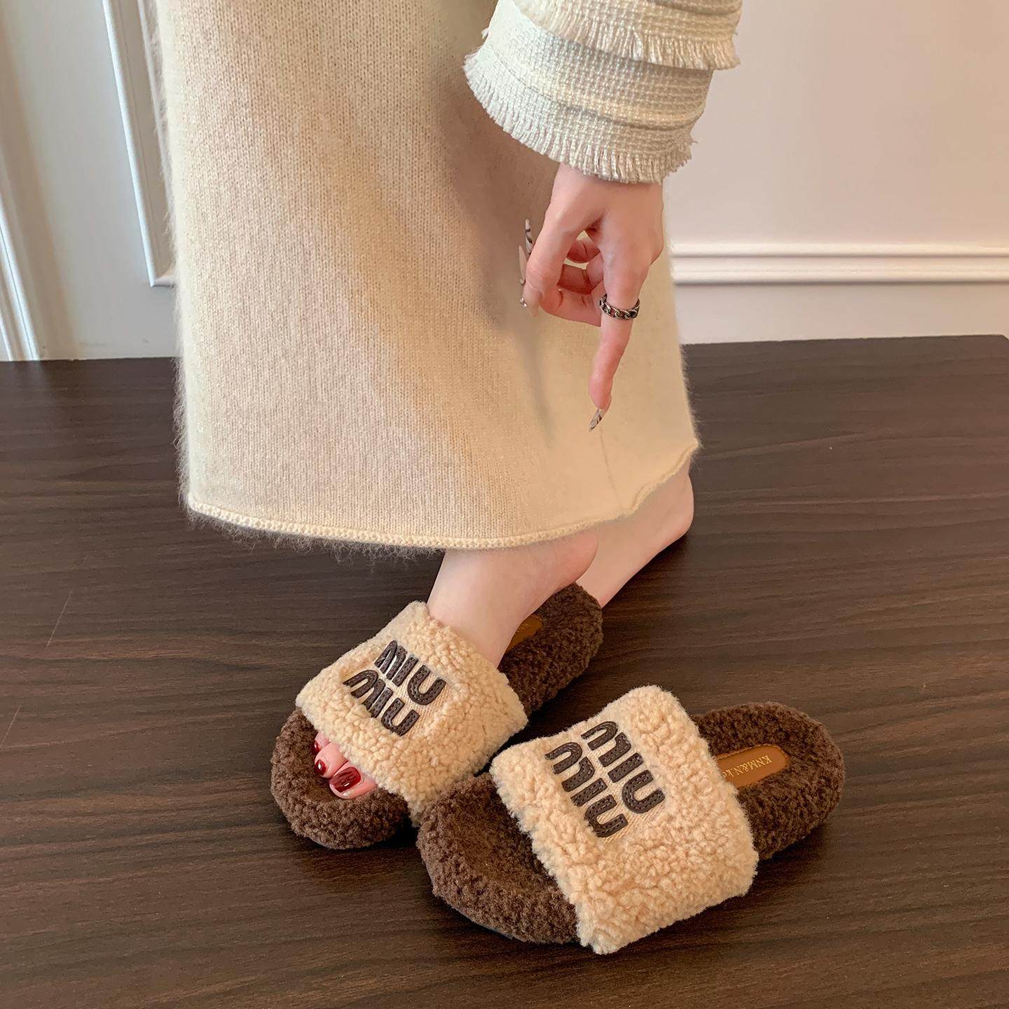 毛毛拖鞋女外穿大牌平底韩版ins潮鞋秋冬2025厚底棉拖鞋子春秋季,女鞋,毛毛鞋,淘宝优惠券,粉丝福利购,淘宝优惠卷