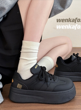 阿甘鞋女2026新款爆款春秋板鞋休闲运动鞋百搭小白鞋黑色德训鞋子