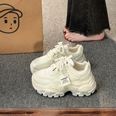 松糕厚底老爹鞋 女小个子增高2026新款 欧货秋季 爆款 白色百搭休闲鞋