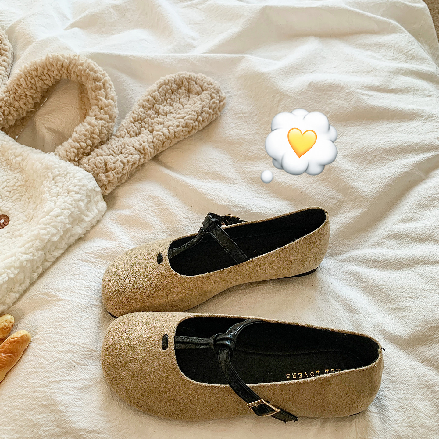 玛丽珍鞋女2026新款春季绒面复古百搭圆头软底配裙子浅口平底单鞋,女鞋,浅口单鞋,淘宝优惠券,粉丝福利购,淘宝优惠卷