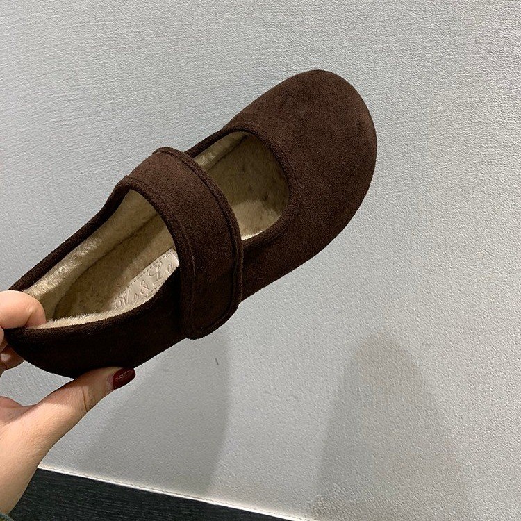 加绒勃肯鞋2025秋冬新款丑萌厚底玛丽珍毛毛鞋复古一脚蹬懒人棉鞋