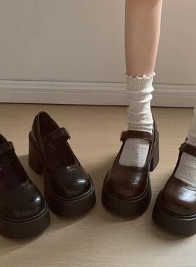 厚底玛丽珍鞋女2026新款春夏配裙子黑色复古日系jk圆头粗跟小皮鞋
