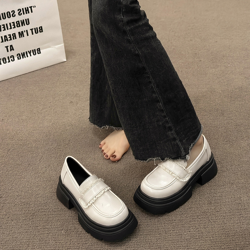 英伦风小皮鞋女2025春夏新款增高jk厚底粗跟圆头乐福鞋玛丽珍单鞋