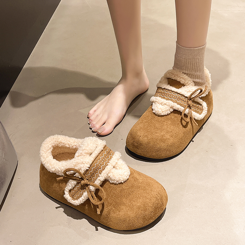 加绒勃肯鞋女2025新款冬季加厚保暖女士毛茸茸雪地靴子棉鞋