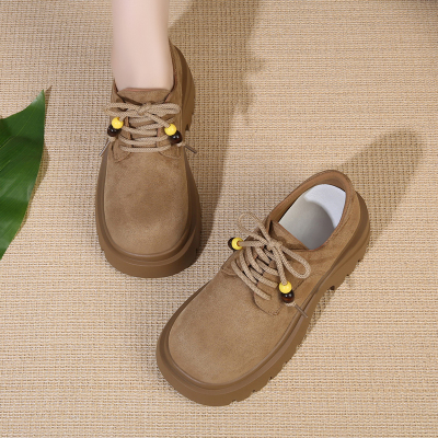 欧货全包系带厚底勃肯乐福鞋女2025秋季新款小个子7CM增高小皮鞋