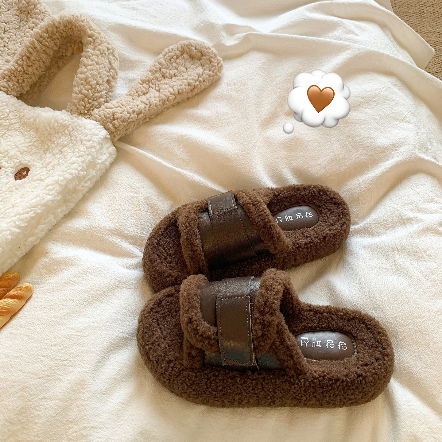 网红超火复古羊羔毛毛拖鞋女2025秋冬新款厚底舒适百搭居家棉拖鞋