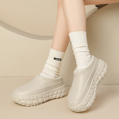 厚底加绒包头棉鞋女冬季户外保暖