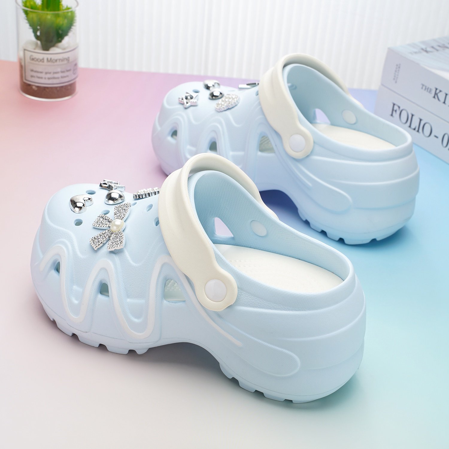 厚底洞洞鞋女夏季外穿网红小个子踩屎感防滑沙滩马卡龙半拖凉鞋女,女鞋,洞洞鞋,淘宝优惠券,粉丝福利购,淘宝优惠卷