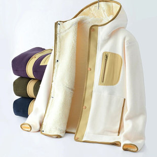 一件过冬！摇粒绒+仿羊羔绒！秋冬男士时尚加厚保暖连帽卫衣外套