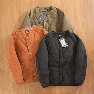 日系外贸尾货葫芦绗缝加棉宽松无领秋冬男士 休闲保暖棉衣棉服外套