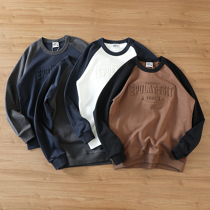 3D立体印花休闲圆领套头卫衣