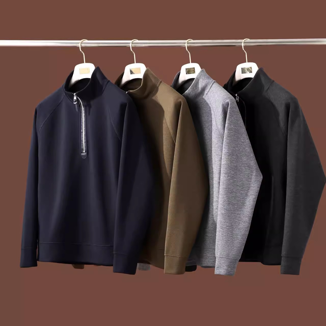 秋季新款男士半拉链立领卫衣上衣