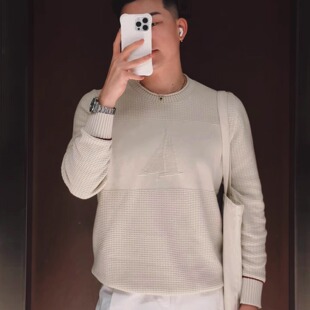 轻奢代表!帆船系列!新疆精梳长绒棉秋冬男士坑条卷边领针织毛衣
