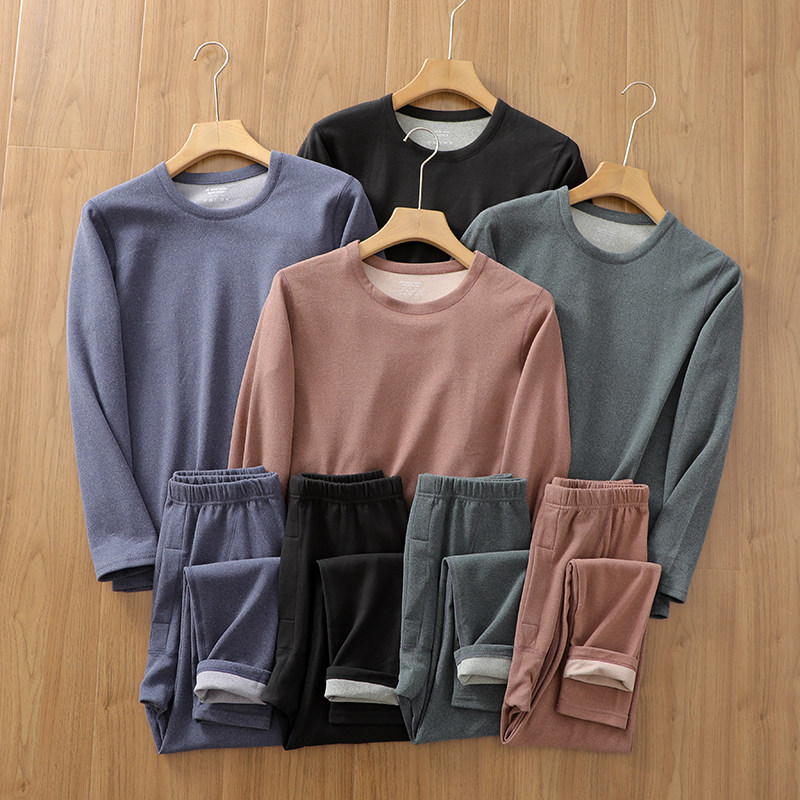 保暖神器！客供德绒面料蓄热保暖弹力亲肤男士秋冬打底内衣套装