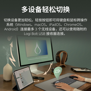 罗技时尚系列PEBBLE 2 COMBO键盘鼠标套装蓝牙键鼠轻音办公便携