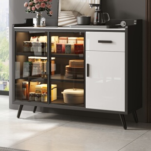 实木生态板餐边柜靠墙一体家用厨房置物柜客厅茶水柜收纳储物柜子